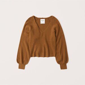 Abercrombie Puff Sleeve Sweater, Brown/Rust, Size XS